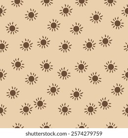 Brown Sun Pattern on Beige Background