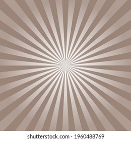 Brown Sunburst Pattern Background. Sunburst with rays background. Vector illustration. Brown radial background.
