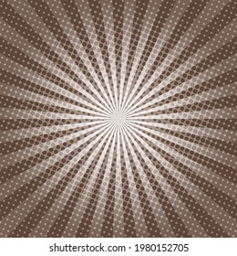 Brown Sunburst Pattern Background. Sunburst with rays background. Vector illustration. Brown radial background. Halftone background.