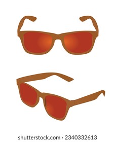 Braune Sonnenbrille. Vorder- und Seitenansicht. Vektorgrafik