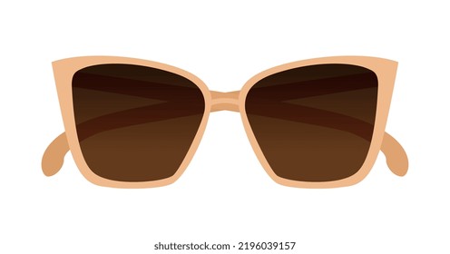 Brown sunglasses icon. Sticker for social networks, graphic element for website. Stylish element of clothing for summer season, hot weather. Glamour and aesthetics. Cartoon flat vector illustration