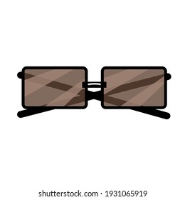 Gafas de sol marrón, accesorio oftálmico, elemento para mejorar la visión y la protección de los ojos, icono vector de estilo plano.