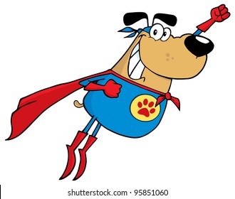 Brown Super Hero Dog Flying