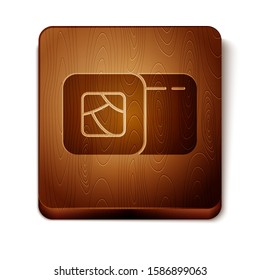Brown Sushi icon isolated on white background. Traditional Japanese food. Wooden square button. Vector Illustration