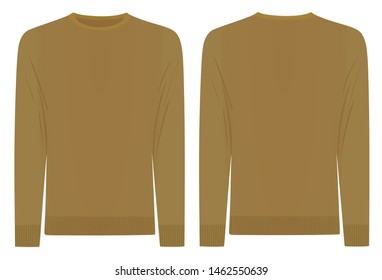 Brown sweater. front and back side. vector illustration