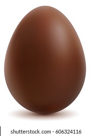 Brown sweet chocolate egg on white background. Vector illustration