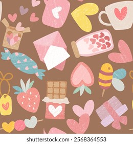 Brown Sweet Theme Vector Pattern for Valentine's Day and Anniversary Background