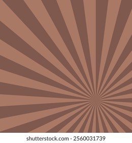 Brown swirling pattern background. Mocha Mousse 2025. Vortex starburst spiral twirl square. Helix rotation rays. Converging scalable stripes. Vector illustration.