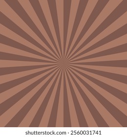 Brown swirling pattern background. Mocha Mousse 2025. Vortex starburst spiral twirl square. Helix rotation rays. Converging scalable stripes. Vector illustration.