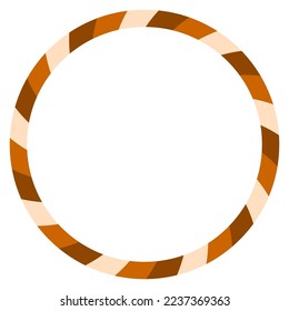 Brown swirling radial round frame. Border template background. Flat style design. Caramel color concept.