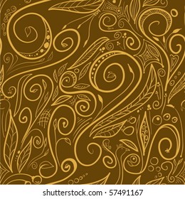 Brown swirls seamless pattern