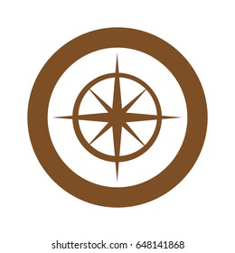 brown symbol compass star icon, vector illustraction