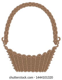 Brown symmetrical basket for picnics and picking berries and flowers.