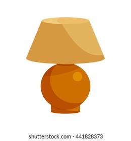 Brown table lamp icon in cartoon style on a white background