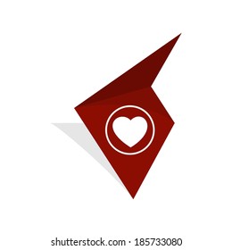 the brown tag with white heart pictogram / the tag with heart icon / The stylish tag with heart symbol