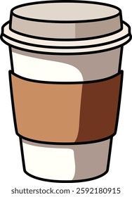 Brown takeaway coffee cup with a lid and classic design.