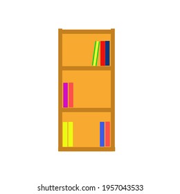 Brown Tall bookshelf with colorful book. Good for book content