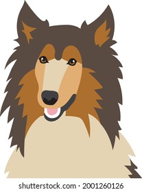 Brown and Tan Collie Dog With Tongue Sticking Out Vector Design Artwork Isolated