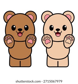 Osos de peluche marrones y marrones lindos dibujos animados