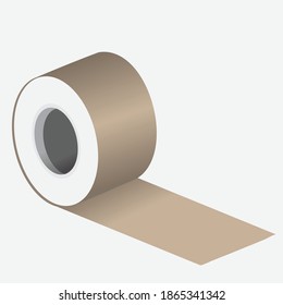 Brown Tape Adhesive Roll Tape Office Element Insulating, Sticky Tape In Retro Colors With Shadow
