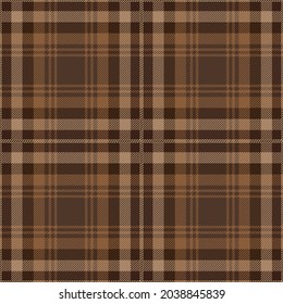 Brown tartan plaid. Scottish pattern fabric swatch close-up. 