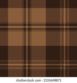 Brown tartan plaid. Scottish pattern fabric swatch close-up. 