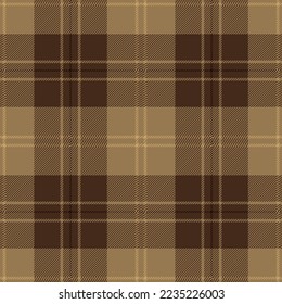 Brown tartan plaid. Scottish pattern fabric swatch close-up. 