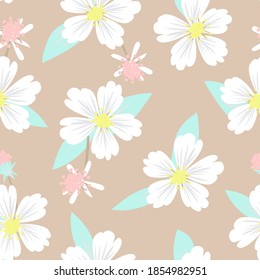 Brown Taupe Floral botanical seamless pattern background suitable for fashion prints, graphics, backgrounds and crafts