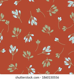 Brown Taupe Floral botanical seamless pattern background suitable for fashion prints, graphics, backgrounds and crafts