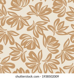 Brown Taupe Floral botanical seamless pattern background suitable for fashion prints, graphics, backgrounds and crafts