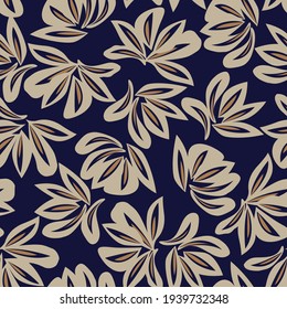 Brown Taupe Floral botanical seamless pattern background suitable for fashion prints, graphics, backgrounds and crafts