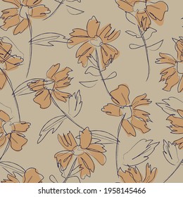 Marrón Taupe Floral fondo de patrón sin costura para impresiones de moda, gráficos, fondos y artesanías