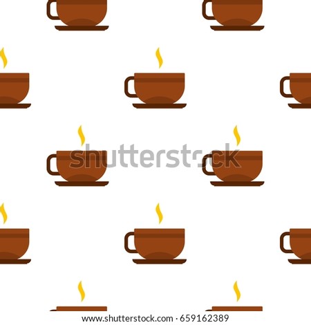 Brown tea cup and saucer pattern seamless for any design vector illustration