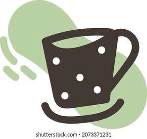 Brown tea mug, illustration, vector, on a white background.