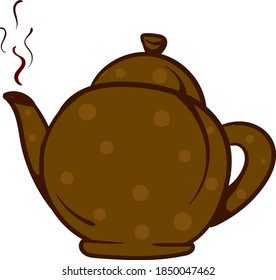 braune Teekanne, Illustration, Vektorgrafik auf weißem Hintergrund