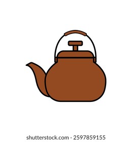 Brown Teapot Icon Illustration Vector