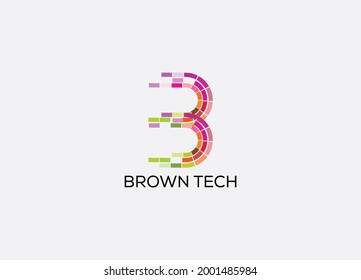 Brown tech Abstract b letter modern lettermarks logo design  svg