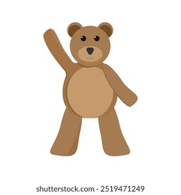 Brown teddy bear baby toy Vector illustration isolated on transparent background.