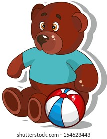 brown teddy bear with ball