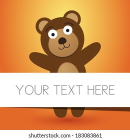 brown teddy bear with banner