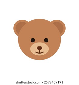 Brown teddy bear head icon. Vector illustration. Bear face.