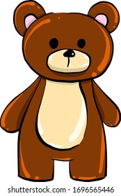 Brown teddy bear, illustration, vector on white background