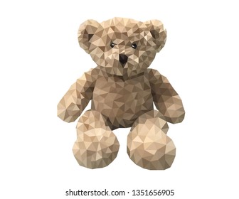 Brown teddy bear low polygonal design