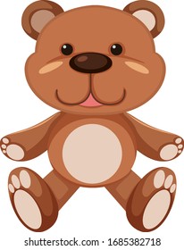 Brown teddy bear on white background illustration