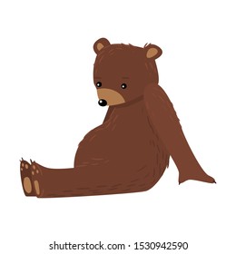 Brown teddy bear sitting and thinking vector illustration