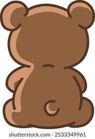 Brown teddy bear sitting, viewed from behind