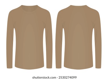 Brown tee long sleeve t shirt. vector