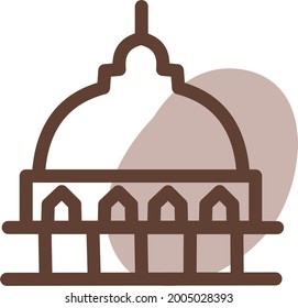 Edificio de un templo marrón, ilustración, vector sobre un fondo blanco.