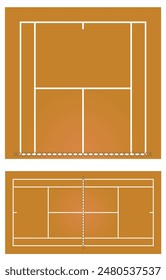 Brown tennis court. vector illustration