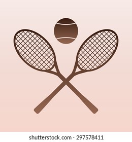 Brown Tennis rackets with ball vector icon 